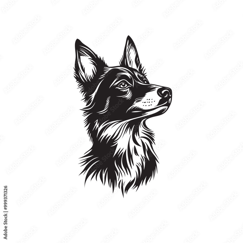 Fototapeta premium Dog face silhouette and vector illustration
