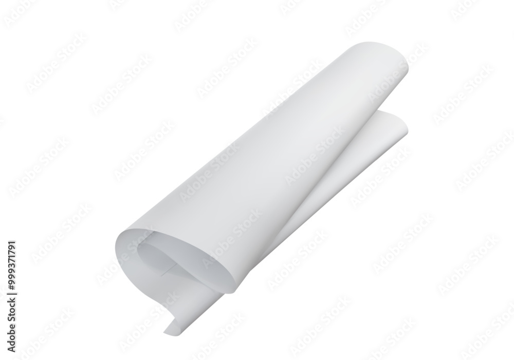 Blank sheet folded on a white background. Vector illustration Blank sheet folded on a white background. Vector illustration