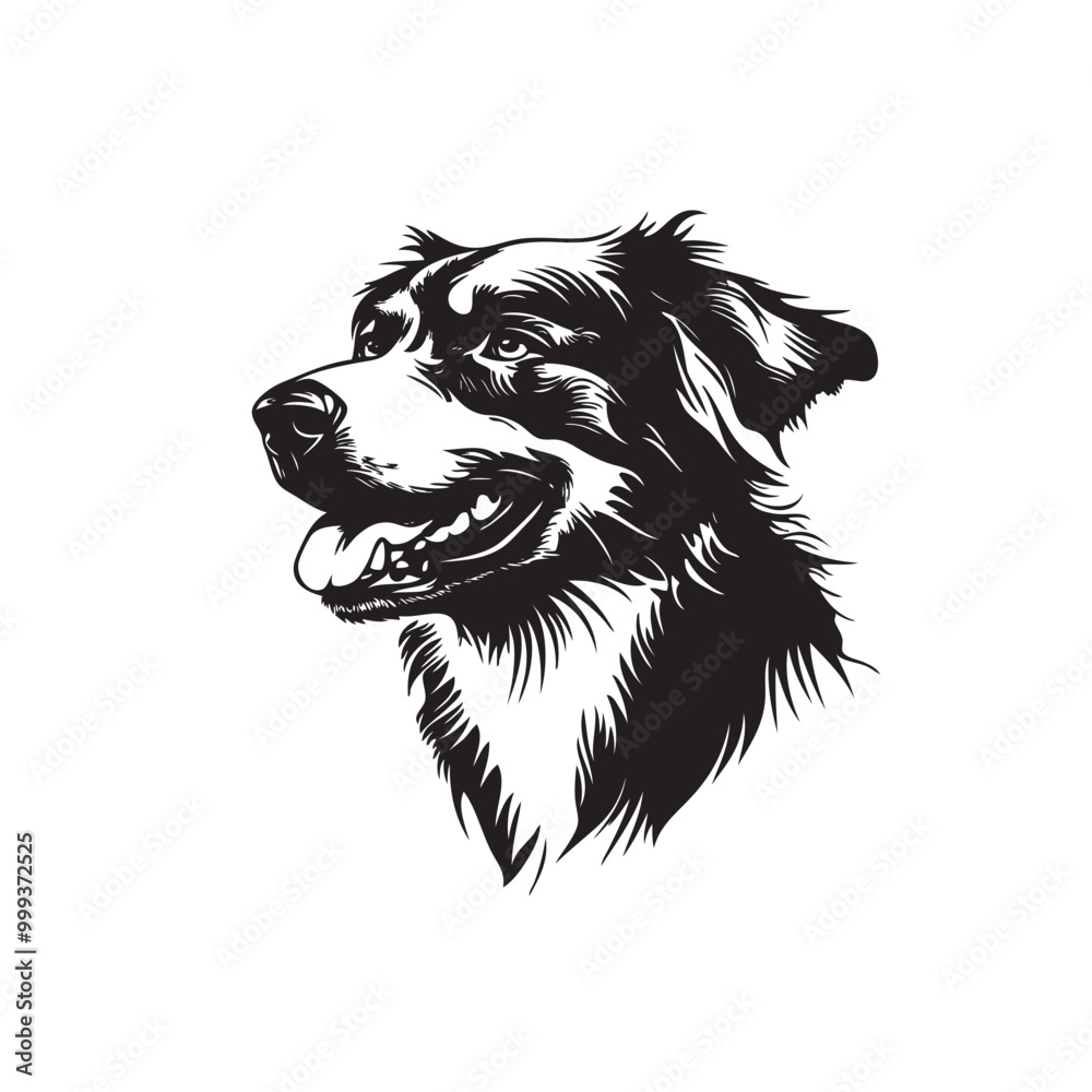 Naklejka premium Dog head silhouette vector illustration with white background
