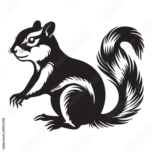 Wallpaper Mural The squirrel black silhouette with white background Torontodigital.ca