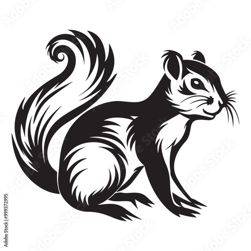 Wallpaper Mural The squirrel black silhouette with white background Torontodigital.ca