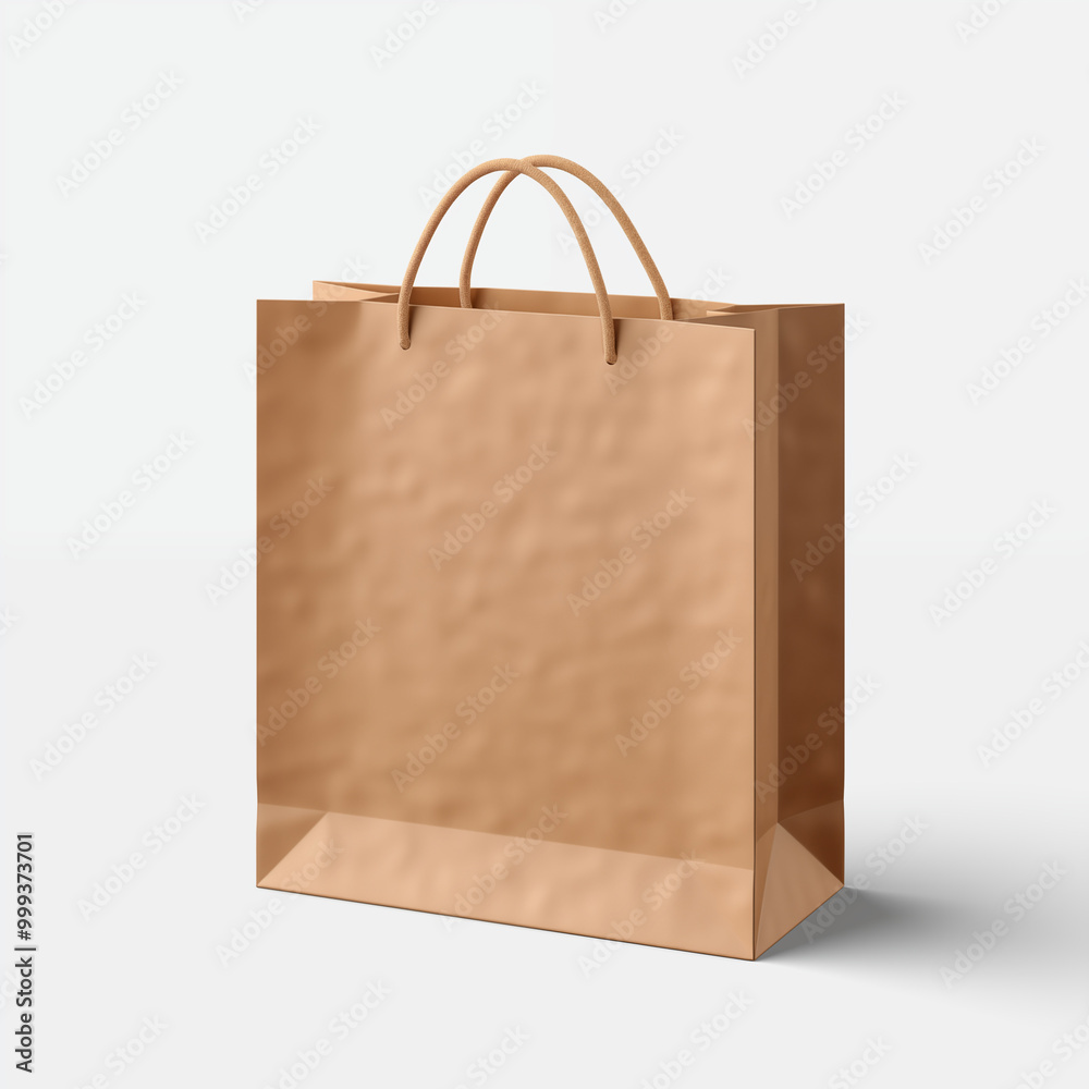Brown Paper Shopping Bag Mockup with Rope Handles Brown Paper Shopping Bag Mockup with Rope Handles