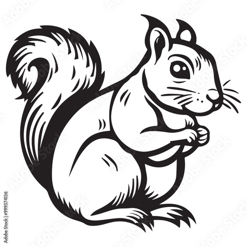 Wallpaper Mural The squirrel black silhouette with white background Torontodigital.ca