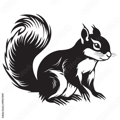 Wallpaper Mural The squirrel black silhouette with white background Torontodigital.ca