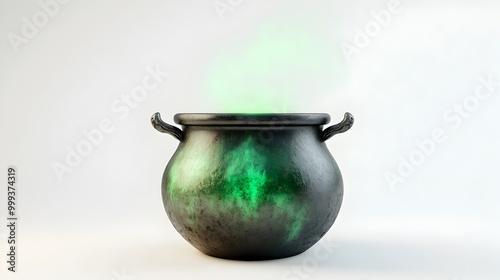 Wallpaper Mural Mystic Cauldron with Simmering Luminous Green Potion Against Pristine White Backdrop Torontodigital.ca