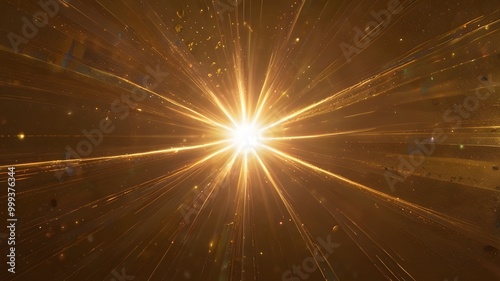 Natural light lens flare on gold background sun ray effect Generative AI