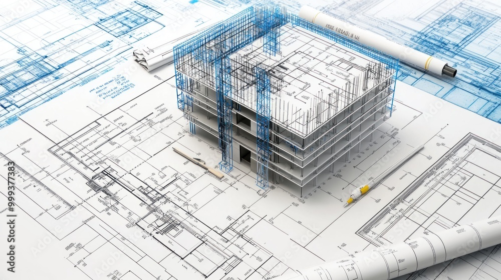 Generate a photo realistic image of building code analysts conducting a code analysis for a construction project, with building code books, code compliance review, architectural plans, Generate a photo realistic image of building code analysts conducting a code analysis for a construction project, with building code books, code compliance review, architectural plans,