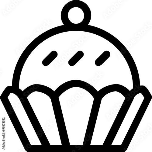 Cupcake Icon Outline Style. Food Symbol Vector Illustration. Simple Pictogram.