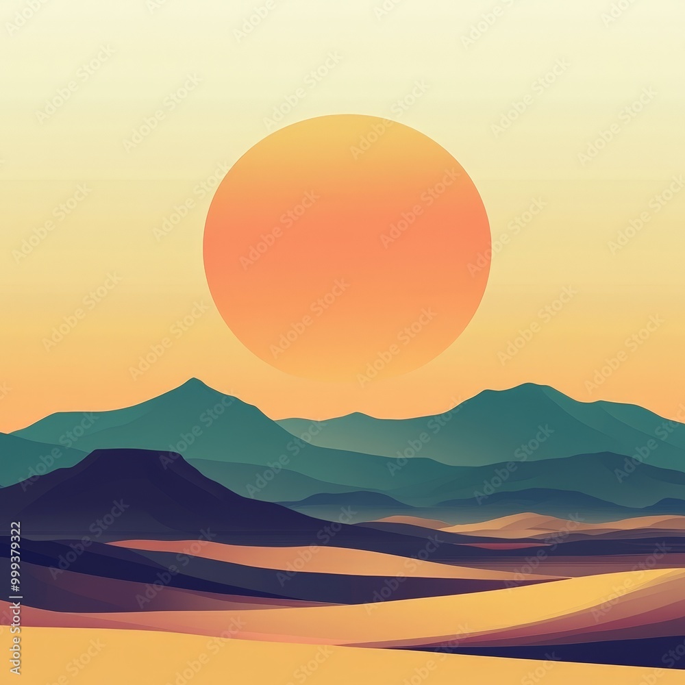 Obraz premium Inspirational quote with an illustration of a vast desert landscape and setting sun, perfect for a peaceful and scenic Facebook post.