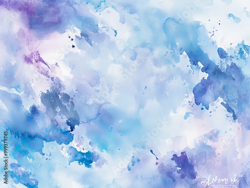 Inspirational quote with soft watercolor brushstrokes in light blues and purples, creating a gentle and artistic feel. photo