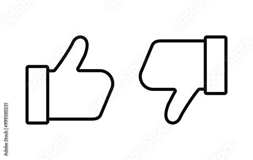 Like and dislike icons set. Thumbs up and thumbs down Vector