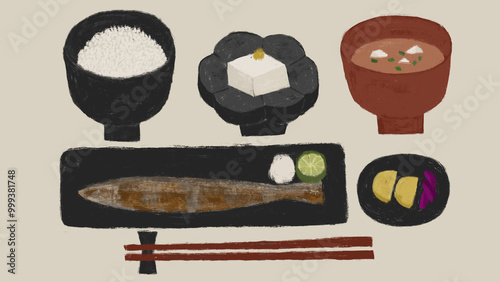 Obraz na płótnie 和食のイラスト