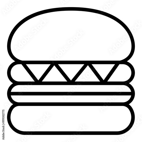 Hamburger Icon Outline Style. Simple Fast Food Symbol Vector Illustration