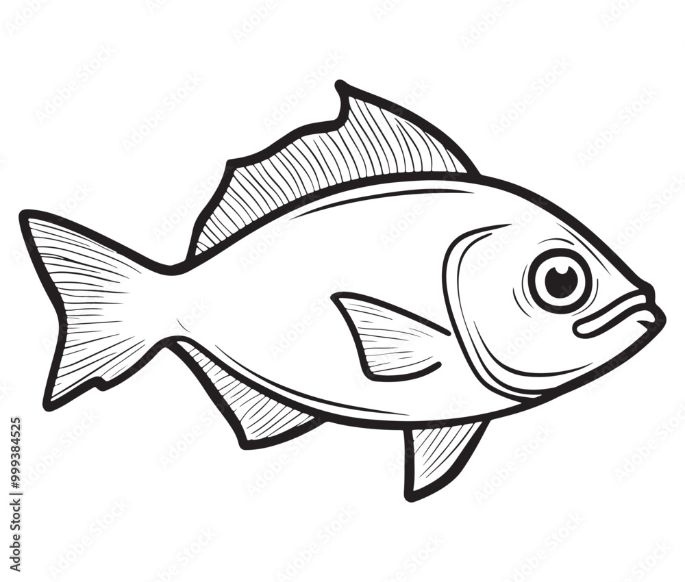 Illustration of a fish, Outline cod fish, Vector fish Illustration of a fish, Outline cod fish, Vector fish