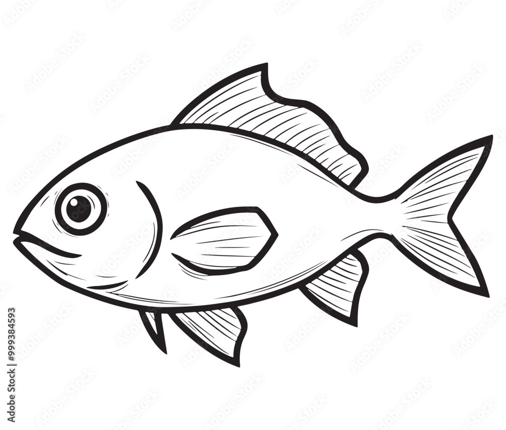 Illustration of a fish, Outline cod fish, Vector fish Illustration of a fish, Outline cod fish, Vector fish