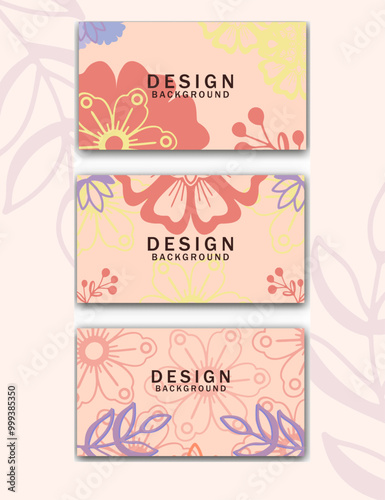 Set of three vibrant floral design backgrounds featuring colorful abstract patterns. Ideal for creative projects, invitations, and stationery design. 