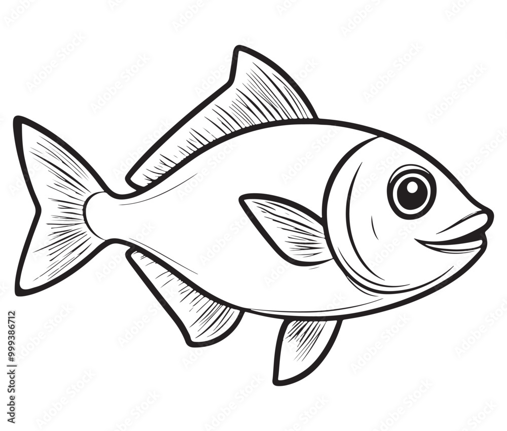 Fototapeta premium Illustration of a fish, Outline cod fish, Vector fish