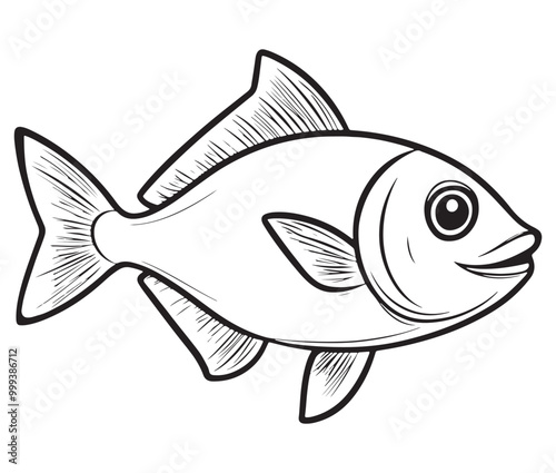 Illustration of a fish, Outline cod fish, Vector fish