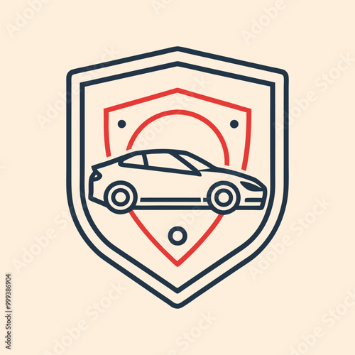 Car inside shield vector illustration