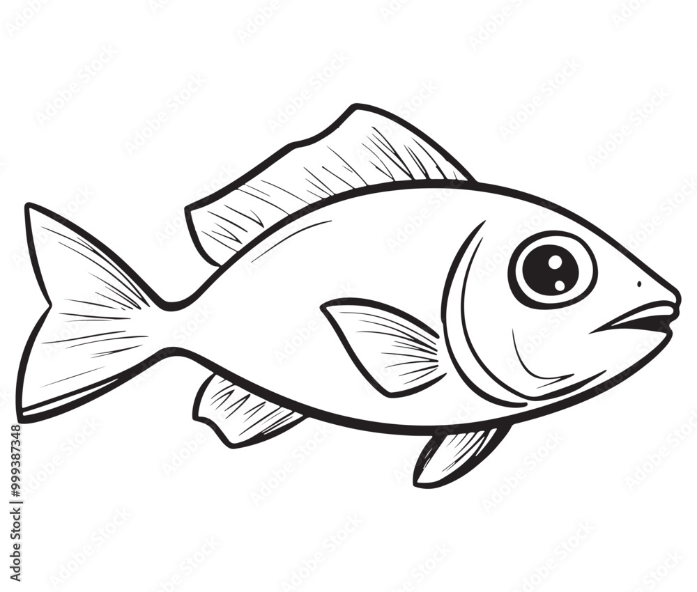 Fototapeta premium Illustration of a fish, Outline cod fish, Vector fish