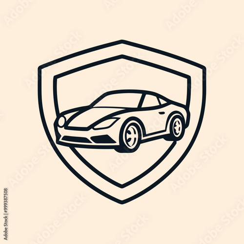 Car inside shield vector illustration