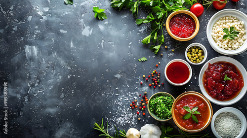 Fresh Ingredients on Dark Background for Culinary Use