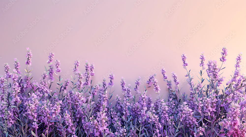 Naklejka premium Soft Purple Flowers on Gradient Background