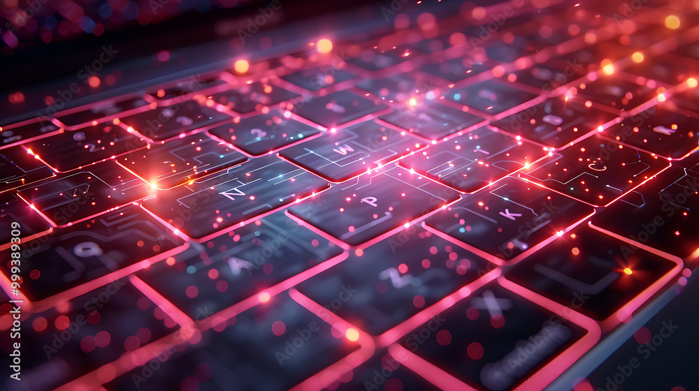 Obraz premium Isometric Illustration of a MacBook Keyboard Detail