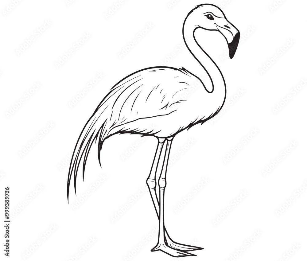 Fototapeta premium Illustration of a flamingo, Flamingo vector, Outline of a flamingo