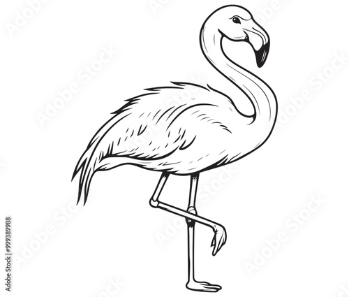 Illustration of a flamingo, Flamingo vector, Outline of a flamingo