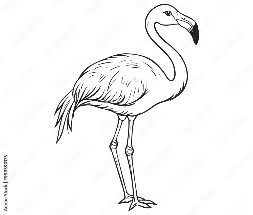 Illustration of a flamingo, Flamingo vector, Outline of a flamingo Illustration of a flamingo, Flamingo vector, Outline of a flamingo