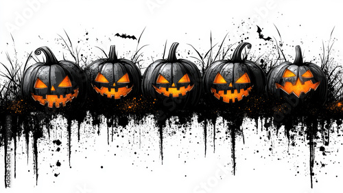 Halloween Pumpkin Banner with Blank Space