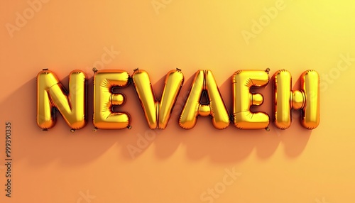 NEVAEH LETTERS - GOLDEN BALLOON 3D photo