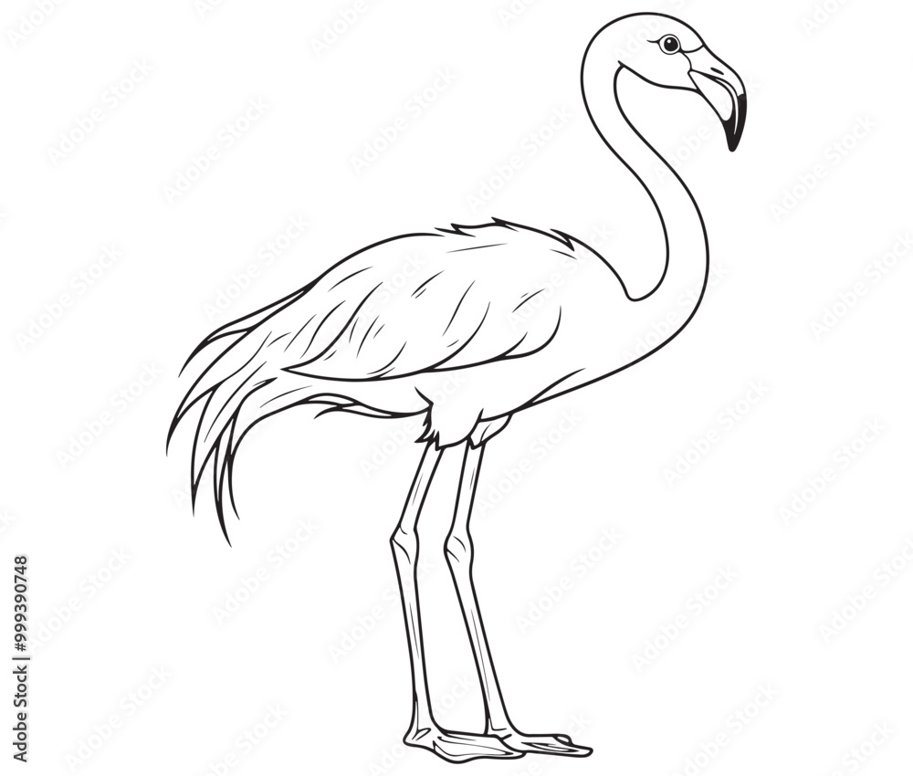 Illustration of a flamingo, Flamingo vector, Outline of a flamingo Illustration of a flamingo, Flamingo vector, Outline of a flamingo