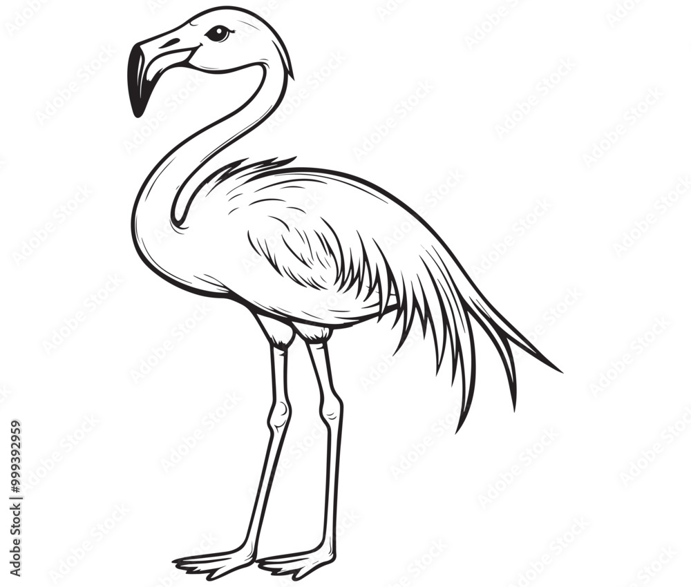 Illustration of a flamingo, Flamingo vector, Outline of a flamingo Illustration of a flamingo, Flamingo vector, Outline of a flamingo