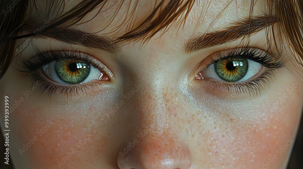 Intense Green Eyes: A Close-Up Portrait Intense Green Eyes: A Close-Up Portrait