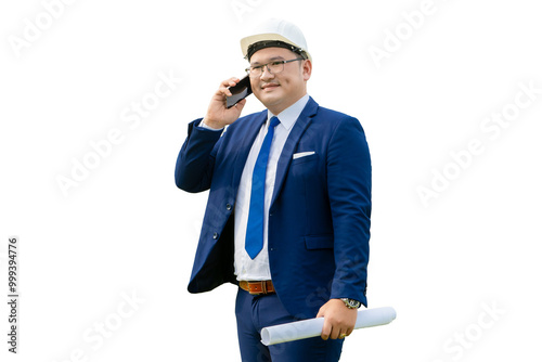 Engineer or manager presenting construction