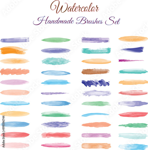 Watercolor brush strokes, Vector watercolor stains, Set of hand-painted brush strokes. watercolor stripes on white background. Vector illustration. Brush for flowers, leaves Vector illustrations