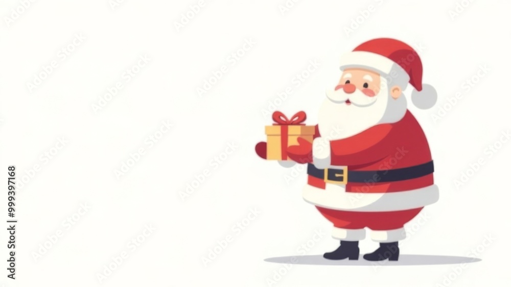 Santa Claus holding a Christmas gift on a white background. Place for text. Christmas, traditions and holiday concept Santa Claus holding a Christmas gift on a white background. Place for text. Christmas, traditions and holiday concept