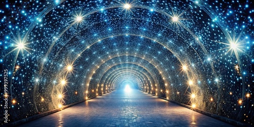 A mystical tunnel illuminated with starlight from above