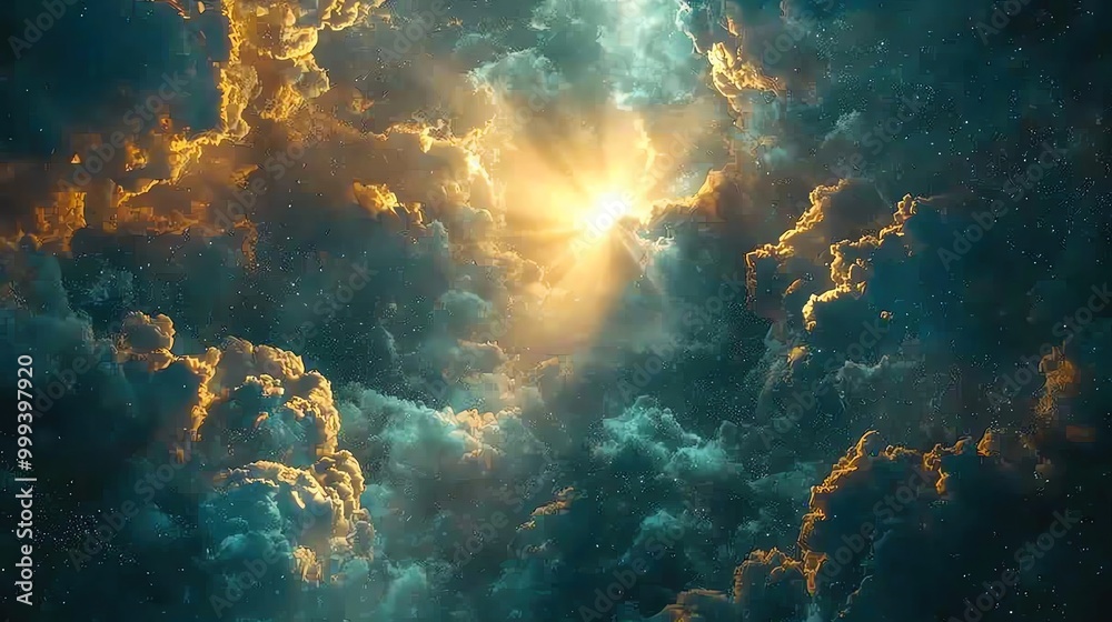 A stunning view of dramatic clouds illuminated by sunlight, creating an ethereal atmosphere perfect for inspiration and reflection. A stunning view of dramatic clouds illuminated by sunlight, creating an ethereal atmosphere perfect for inspiration and reflection.