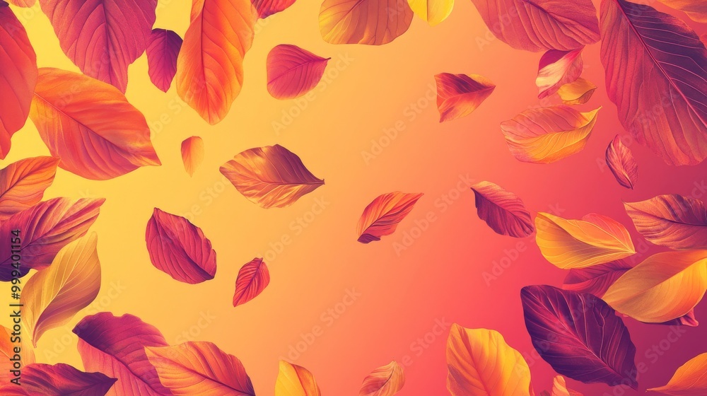 Vibrant Autumn Leaves on a Colorful Background Vibrant Autumn Leaves on a Colorful Background