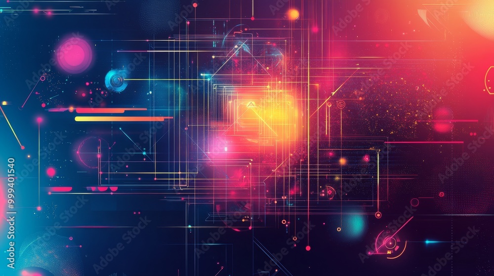 Abstract Colorful Digital Background with Light Effects Abstract Colorful Digital Background with Light Effects