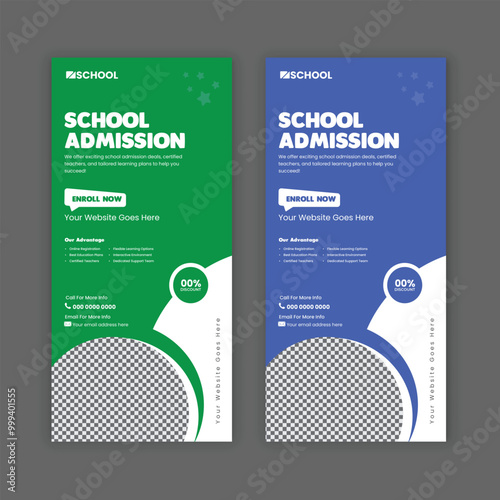 School admission dl flyer design or back-to-school colorful rack card template