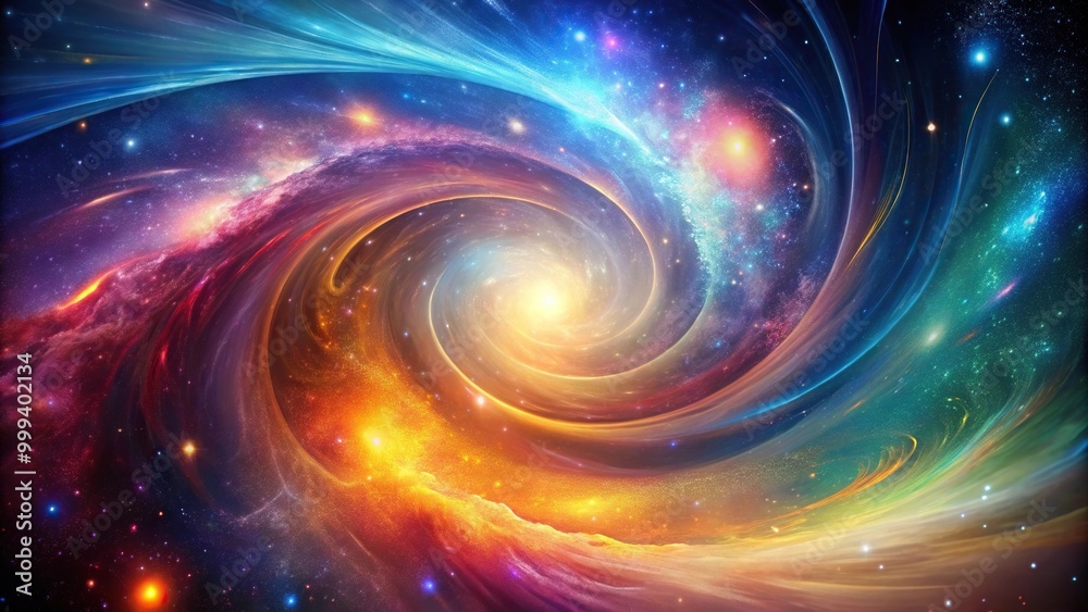 Abstract aerial view of colorful galactic swirls in space Abstract aerial view of colorful galactic swirls in space