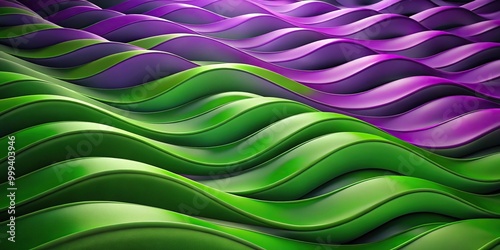 Abstract backdrop featuring undulating green and purple surfaces
