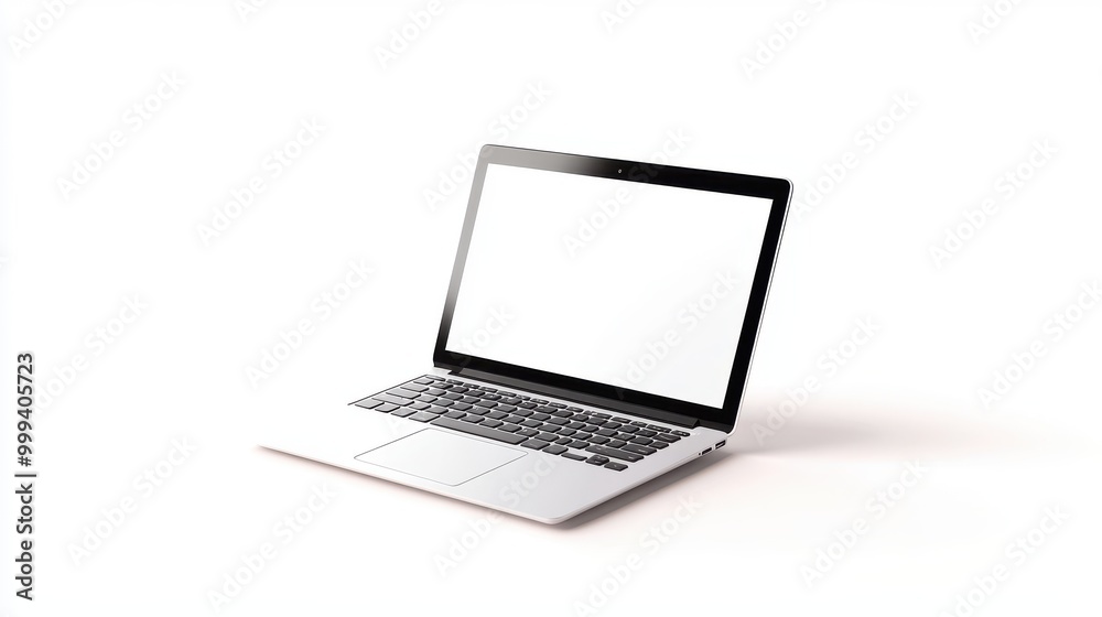A modern, slim laptop with a blank white screen placed on a pure white background. Perfect for tech, design, or product-related visuals. A modern, slim laptop with a blank white screen placed on a pure white background. Perfect for tech, design, or product-related visuals.