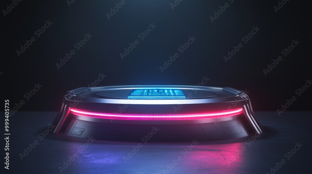 Futuristic Hover Platform with Neon Light Effects Futuristic Hover Platform with Neon Light Effects