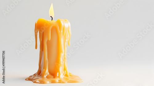 Haunting Halloween Candle Oozing with Dripping Wax on a Clean White Background