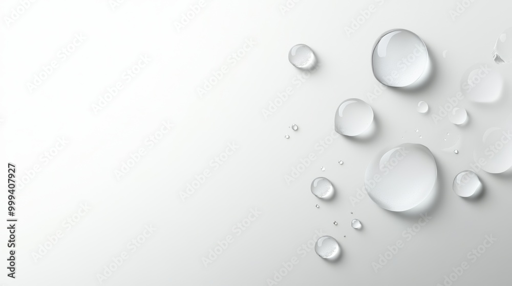 Blurred raindrops on a glass surface with a clean white background behind them. Blurred raindrops on a glass surface with a clean white background behind them.